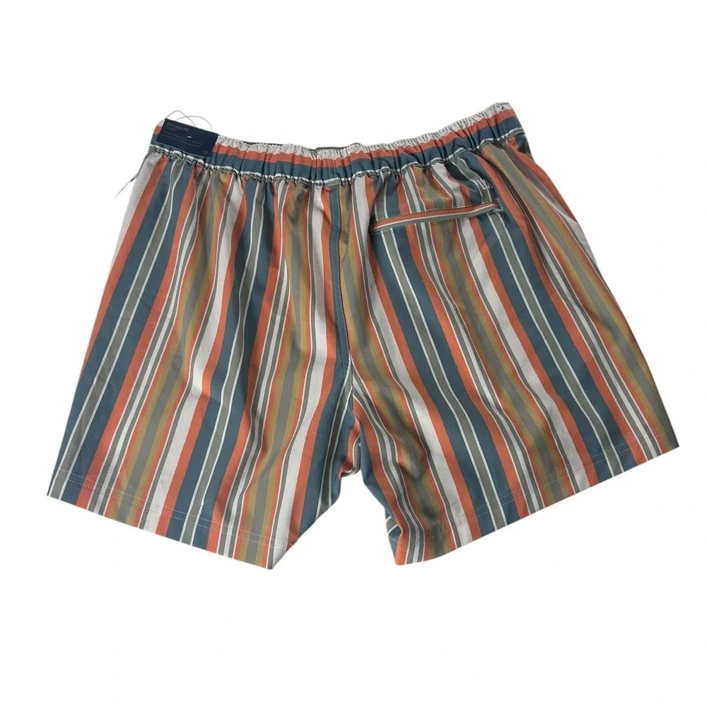 NWT VRST Mens Relaxed Fit Striped Hybrid Shorts Orange Blue UV Protection Size M